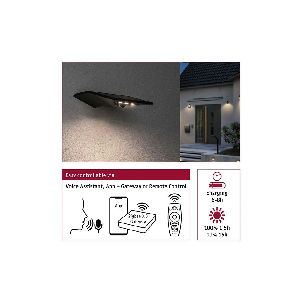 Solar LED Hausnummernleuchte Smart Home Zigbee Yoko Anthrazit zoom thumbnail 5