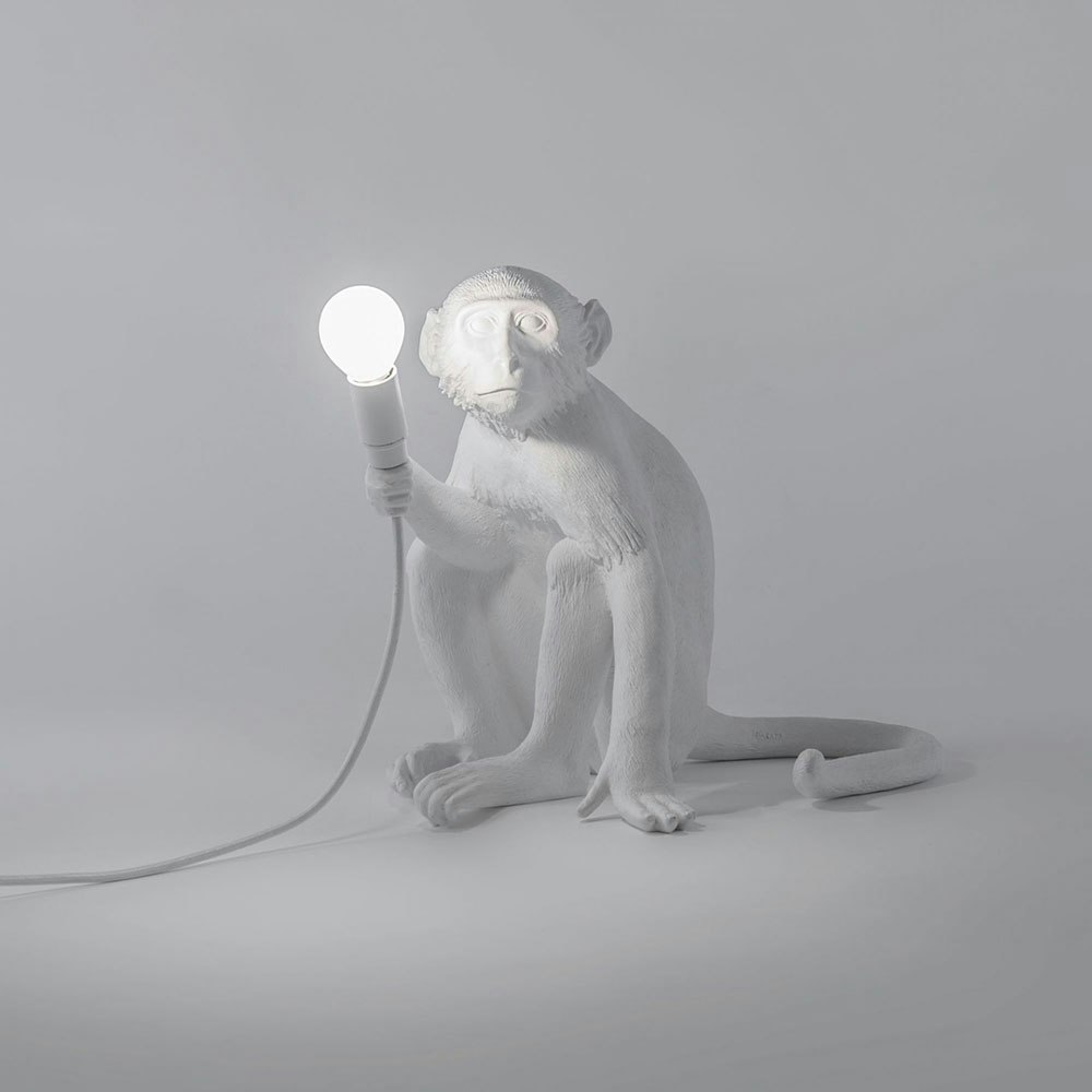 Lampada da tavolo per esterni Seletti Monkey Sitting Bianco 2