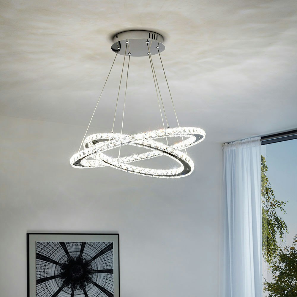 Kristall Design LED Hängeleuchte Varrazo mit 2 Ringen thumbnail 1