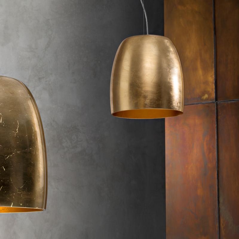 Prandina elegante lampada a sospensione Notte S3 foglia oro thumbnail 5
