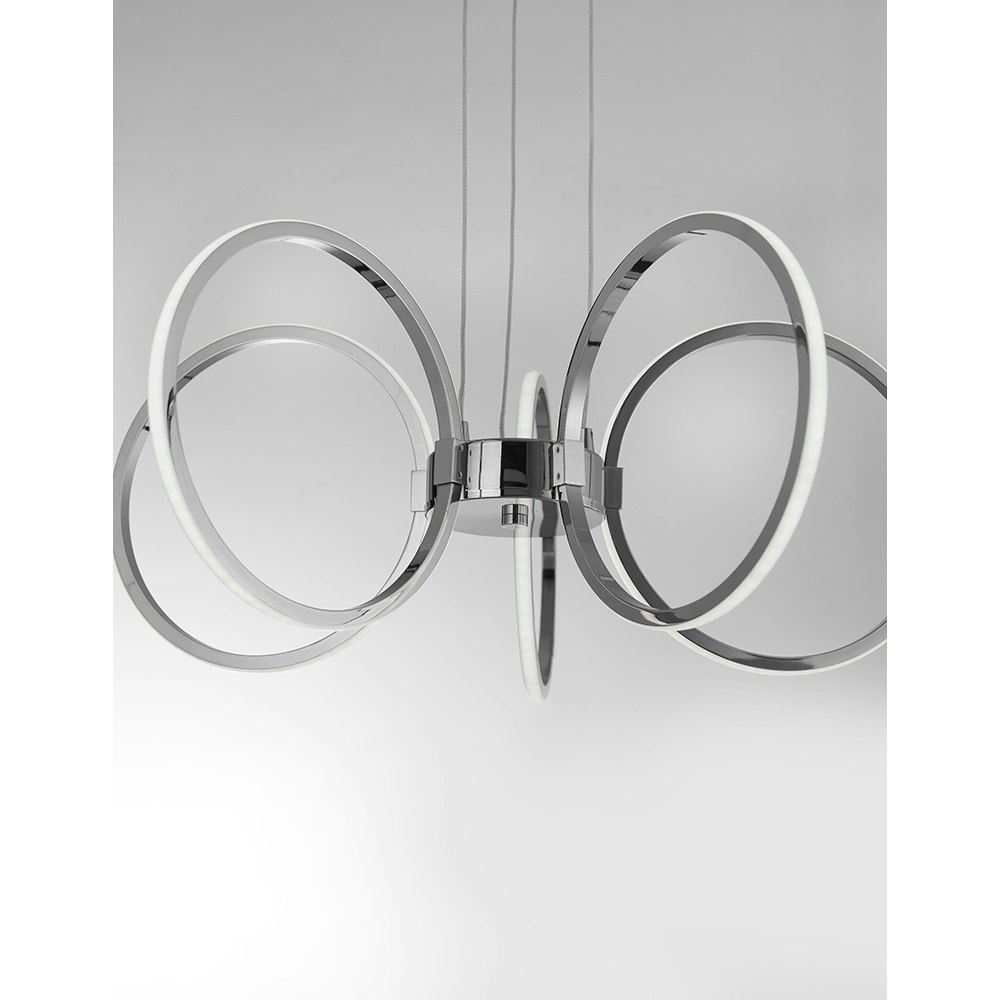 Nova Luce Vallerti LED lampe à suspendre 5 anneaux en chrome 2