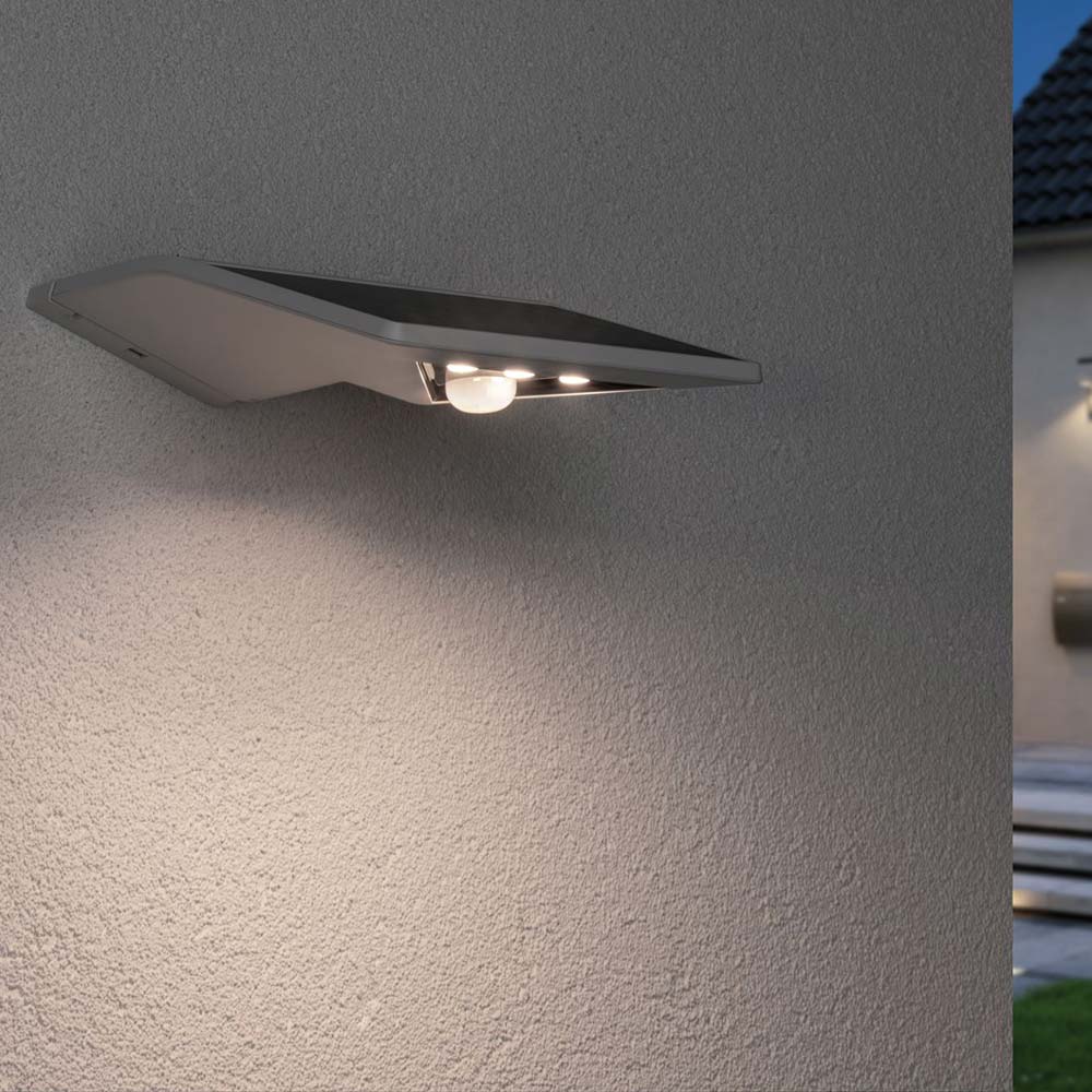 S.Luce LED Solar Sensor-Wandleuchte Yoko IP44 3000K Weiß