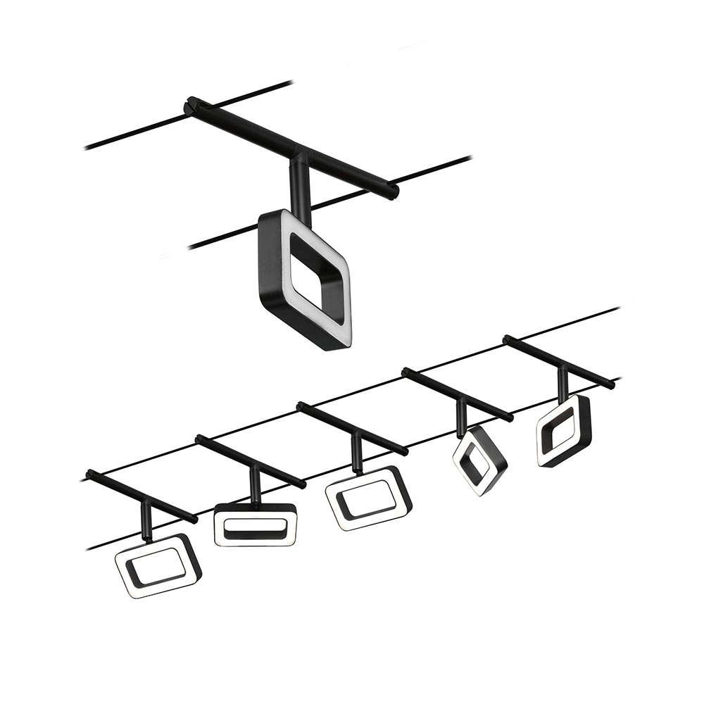 S.Luce CorDuo LED Seilsystem Frame Basis-Set Schwarz-Matt, Chrom