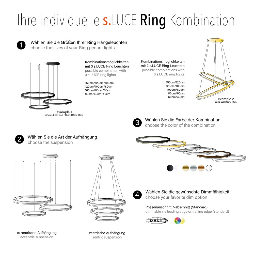 s.LUCE pro LED Ring-Kombination 2-flammig oder 3-flammig 2
                                                                        