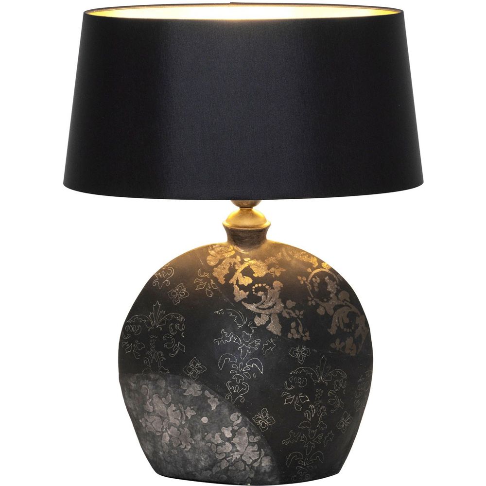 S.Luce Tischleuchte Mary Oval Klein Keramik Schwarz-Gold-Silber