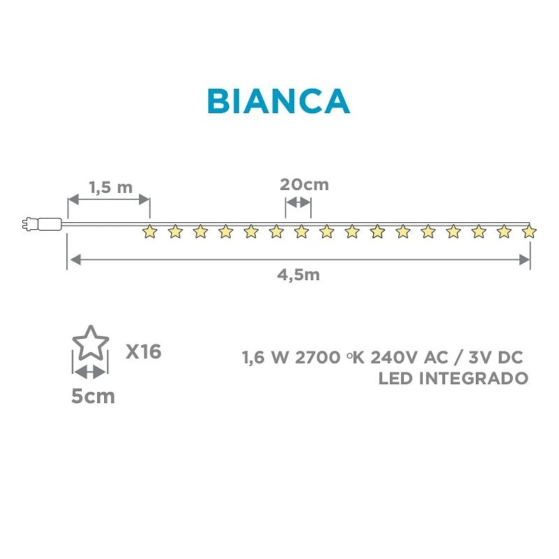 LED Star Christmas Light Chain Bianca IP44 thumbnail 4