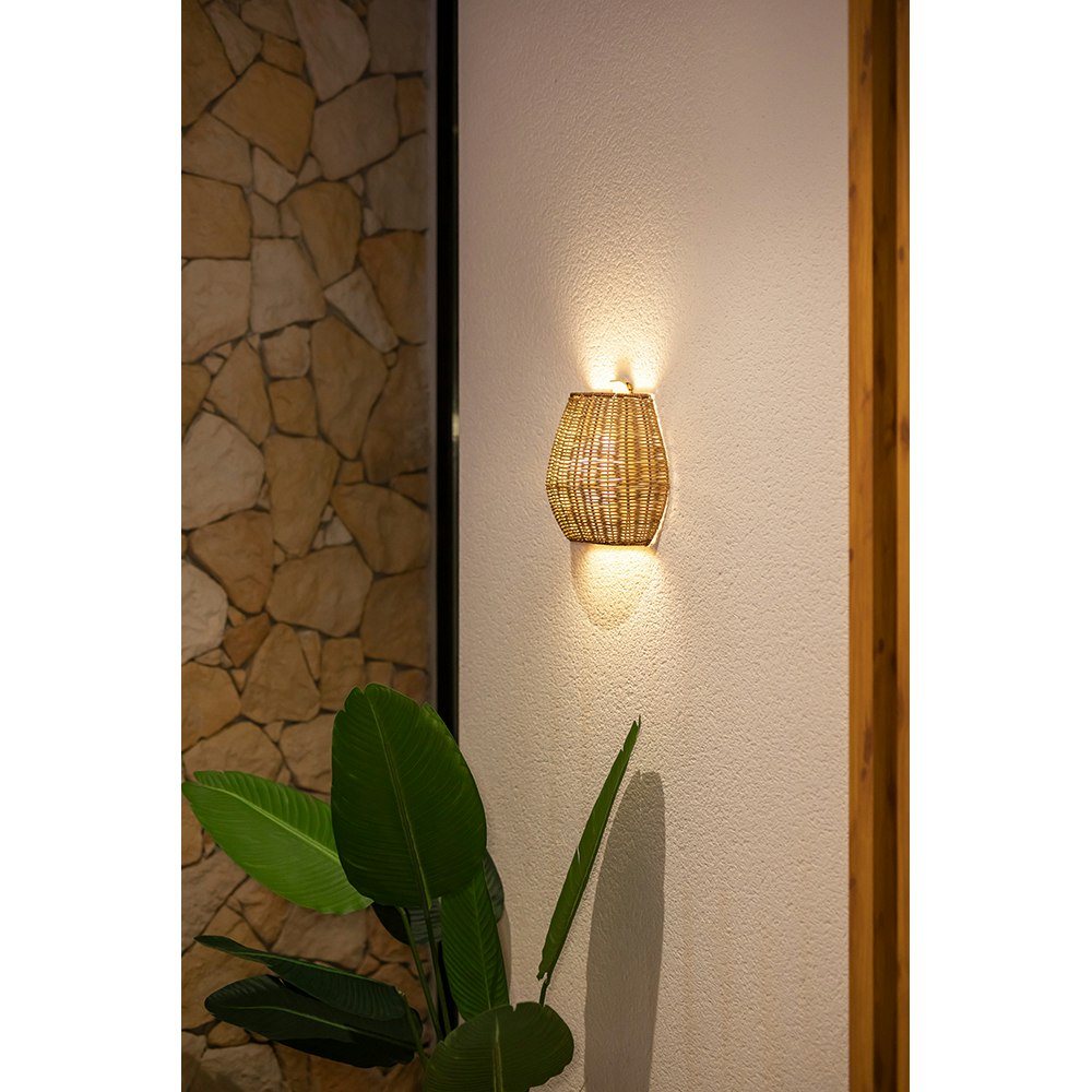 Saona Boho-Style LED Wand-Akkuleuchte aus Rattan IP54 2