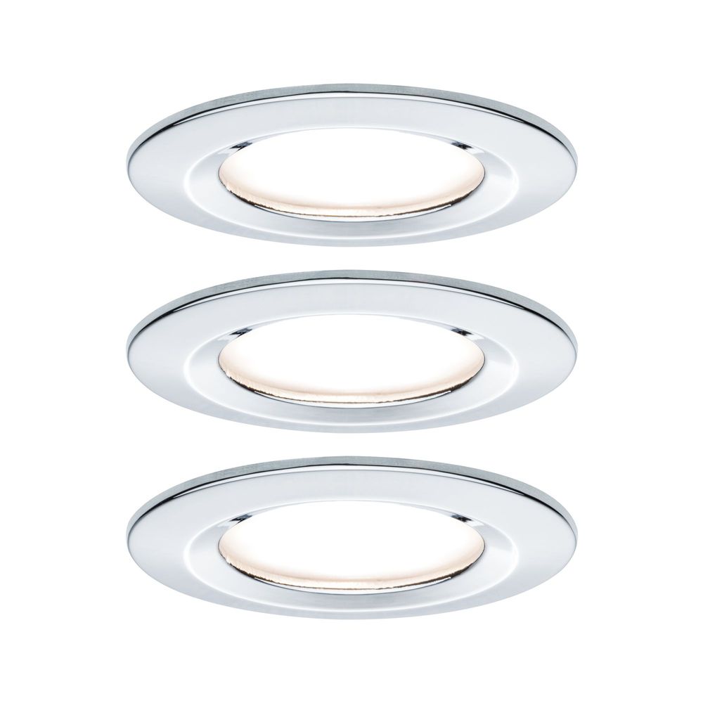 S.Luce 3er-Set LED Einbauleuchte Nova rund Chrom