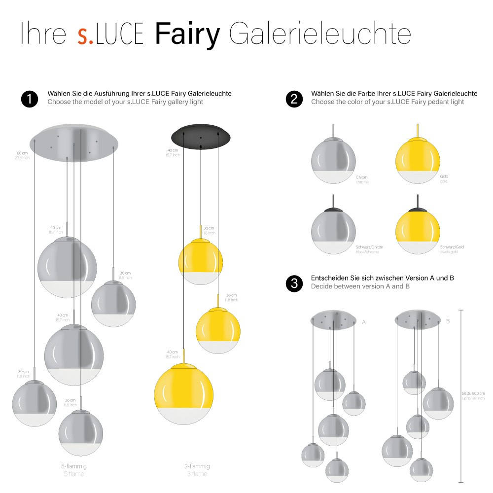 s.LUCE Fairy Galerieleuchte 3- oder 5-flammig mit Modular Baldachin 2
                                                                        