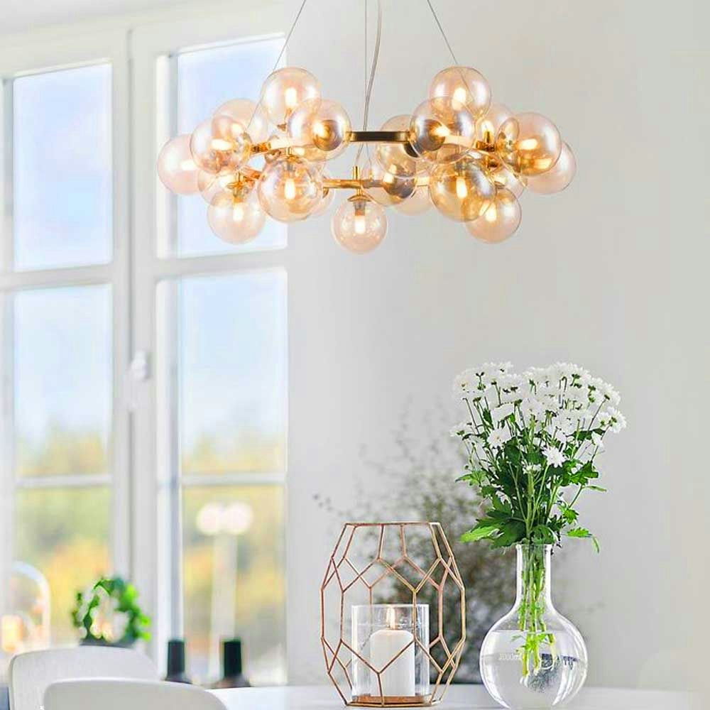 Glamorous Pendant Lamp Glob Ø 70cm Gold Coloured 25 x Smoked Glass 2