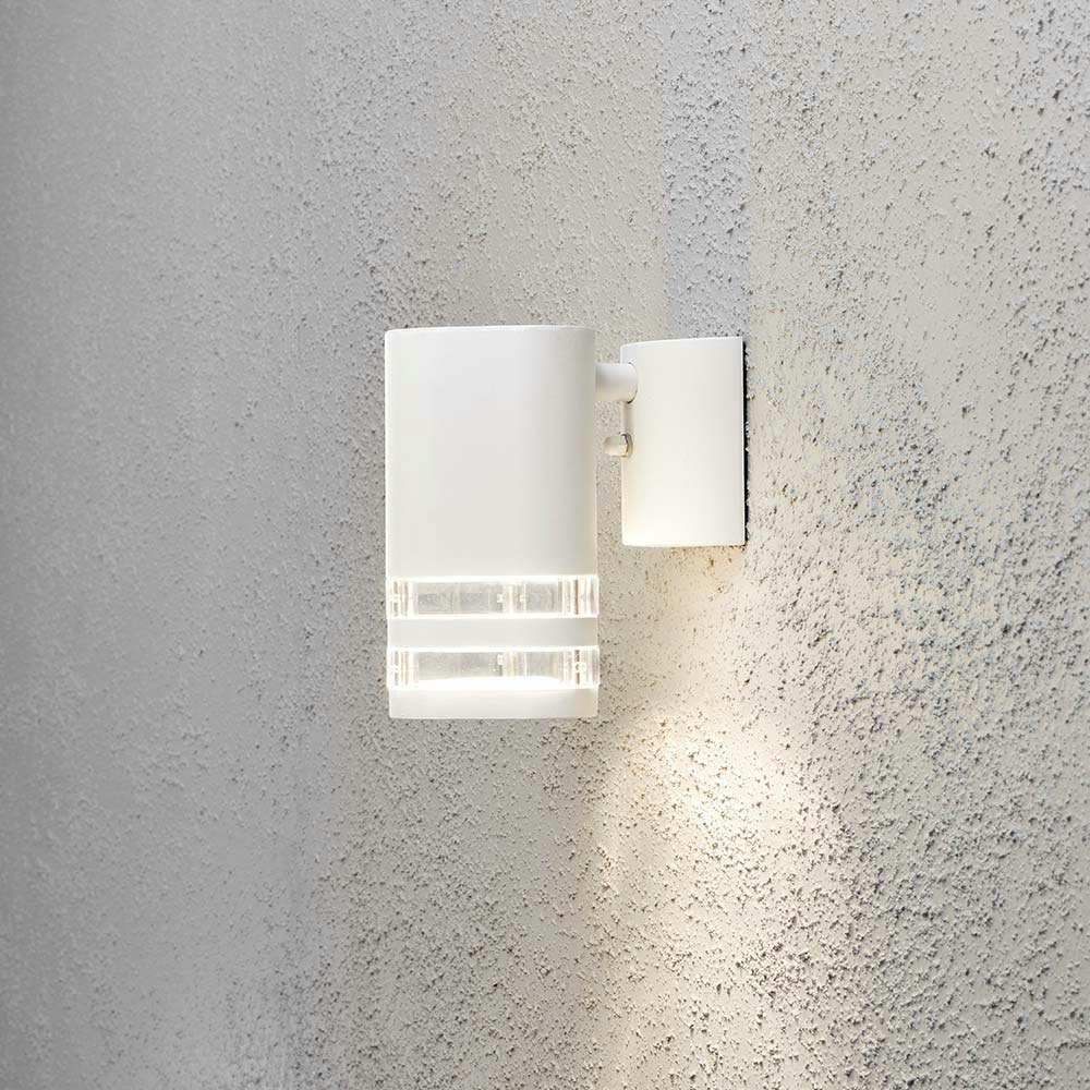Modena Außen-Wandleuchte Weiß, klares Acrylglas, Reflektor 1