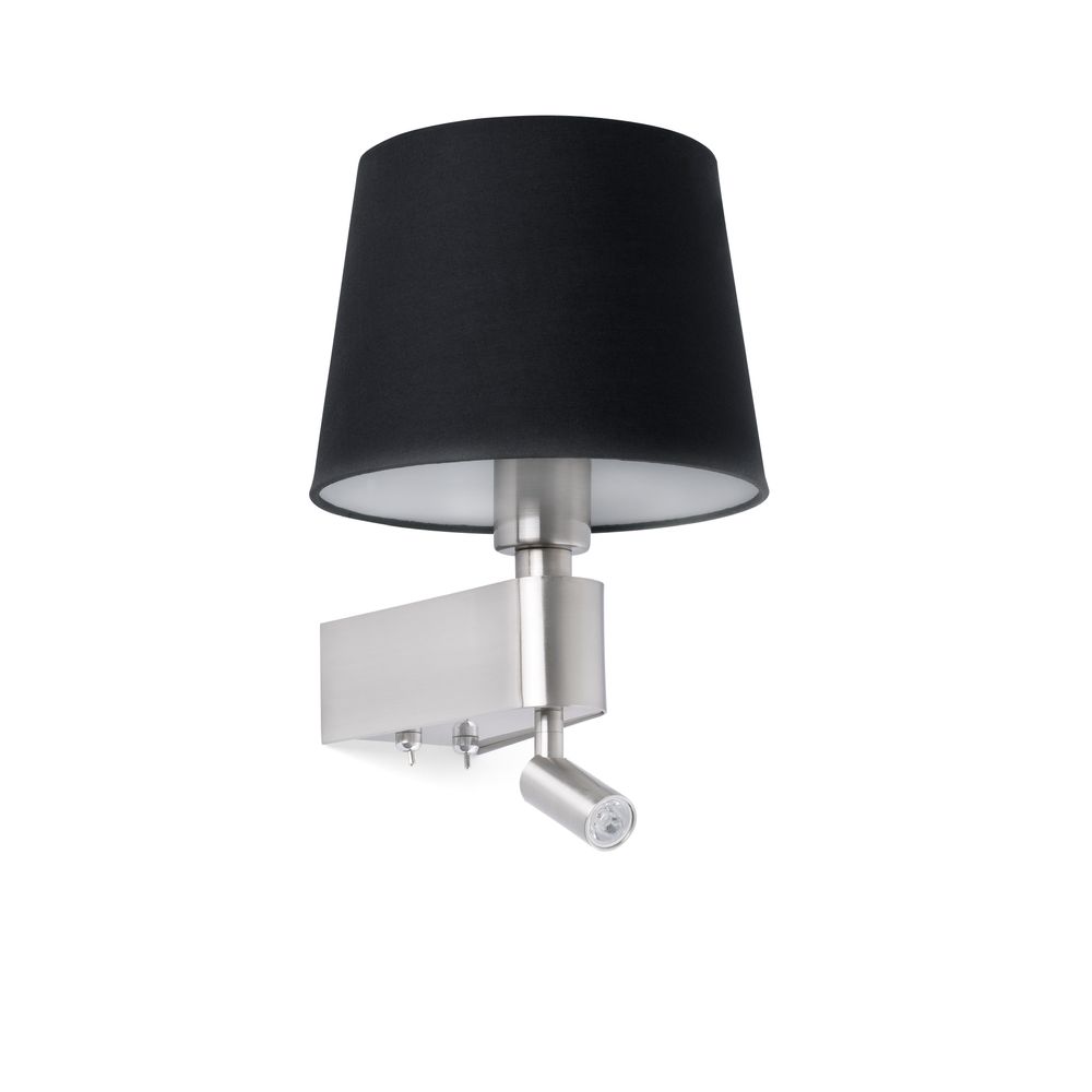 S.Luce Wandleuchte ROOM mit LED-Leselicht 2700K Nickel, Schwarz