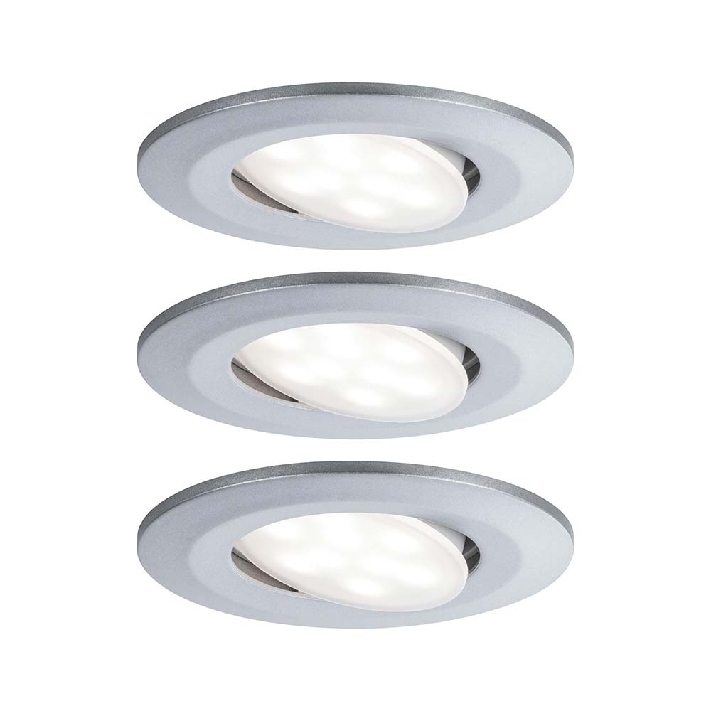 S.Luce 3er-Set LED Einbauleuchten Calla IP65 schwenkbar 4000K Chrom-Matt