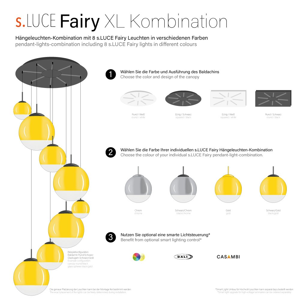 s.luce Fairy XL Galerieleuchte 8-flammig mit Modular Baldachin thumbnail 2