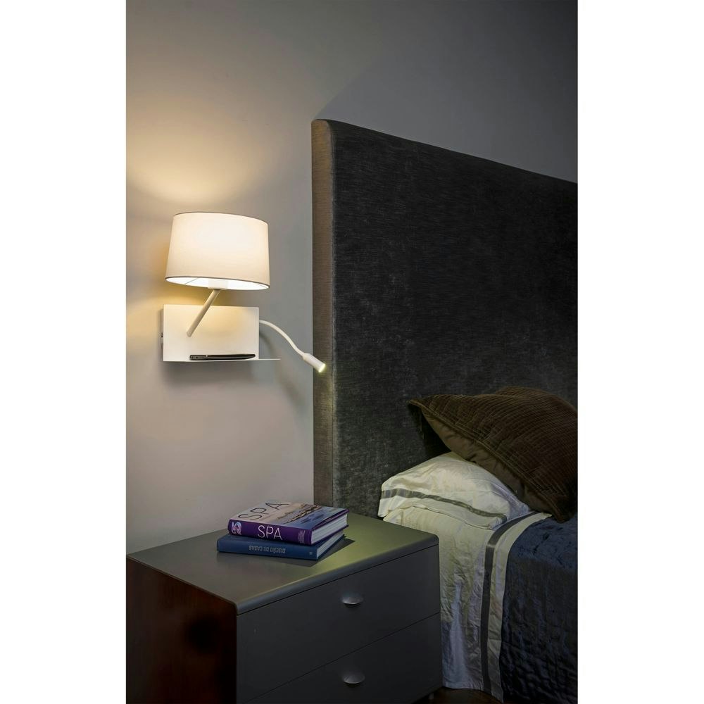 Schlafzimmer Wandleuchte Steel mit LED-Lesearm links Weiß zoom thumbnail 1