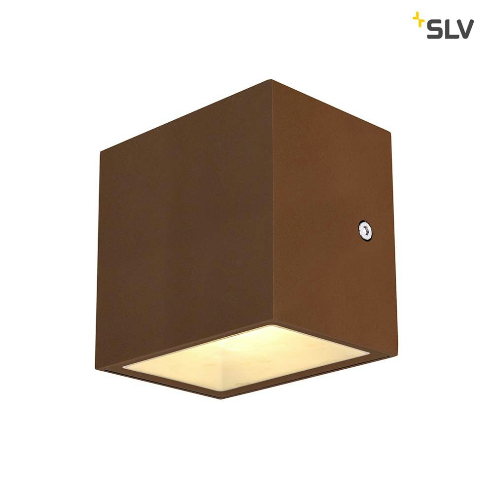 SLV Sitra Cube LED Außen-Aufbauleuchte Rostfarben IP44 zoom thumbnail 1