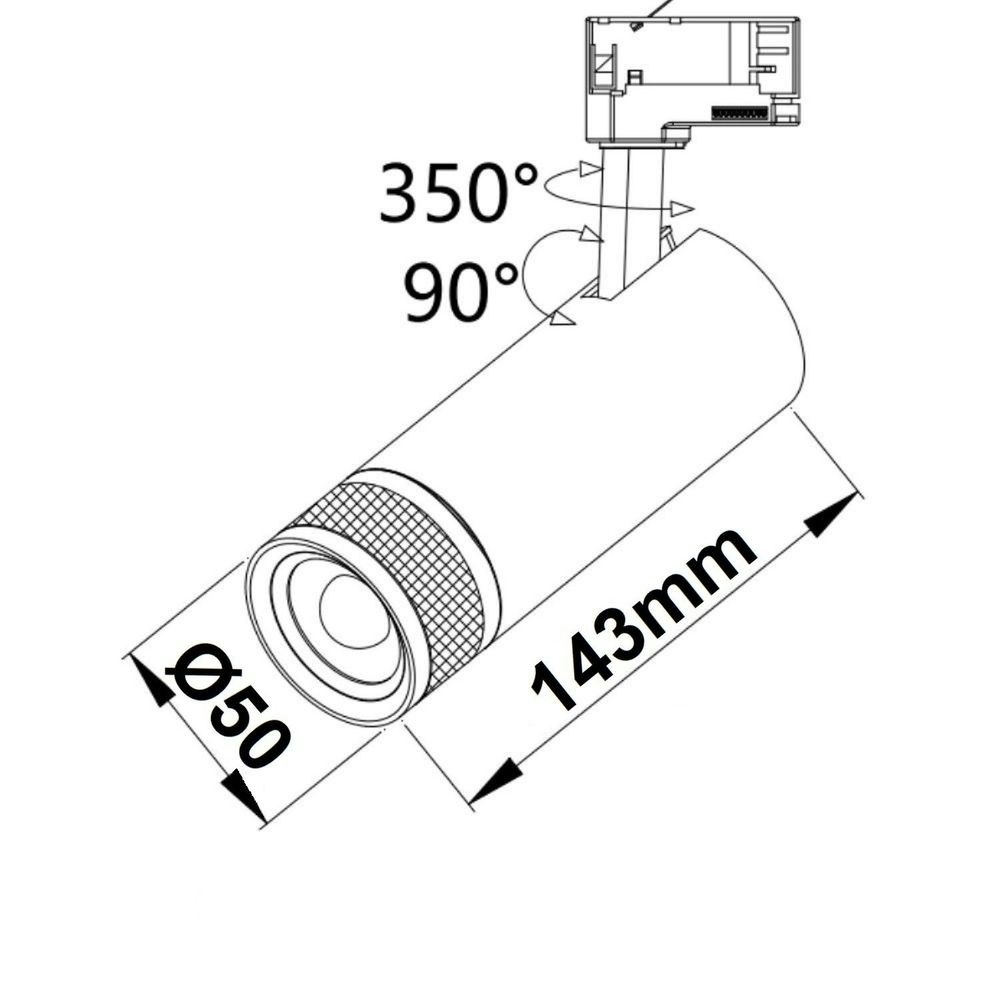 3-Phasen LED Schienen-Strahler fokussierbar 8W 20°-55° thumbnail 4
