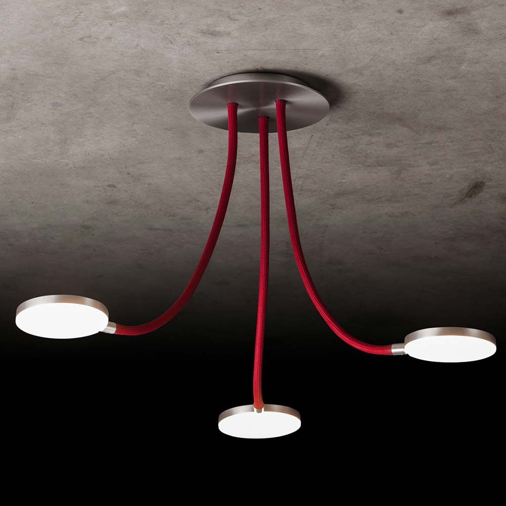 S.Luce LED-Deckenleuchte Flex D3 3390lm Alu-matt, Rot