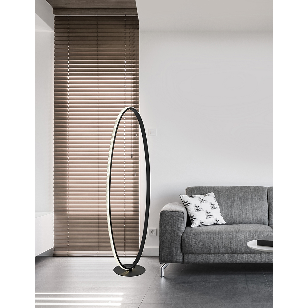 S.Luce Nova Luce Nager LED Stehleuchte Ring 125cm Sandig-Schwarz