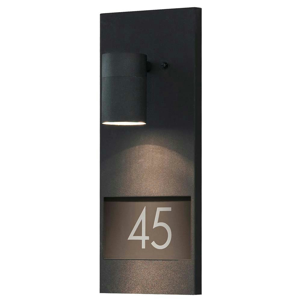 Modena Außen-Wandleuchte mit Hausnummern Schwarz Schwarz, klares Glas, Reflektor 2
                                                                        
