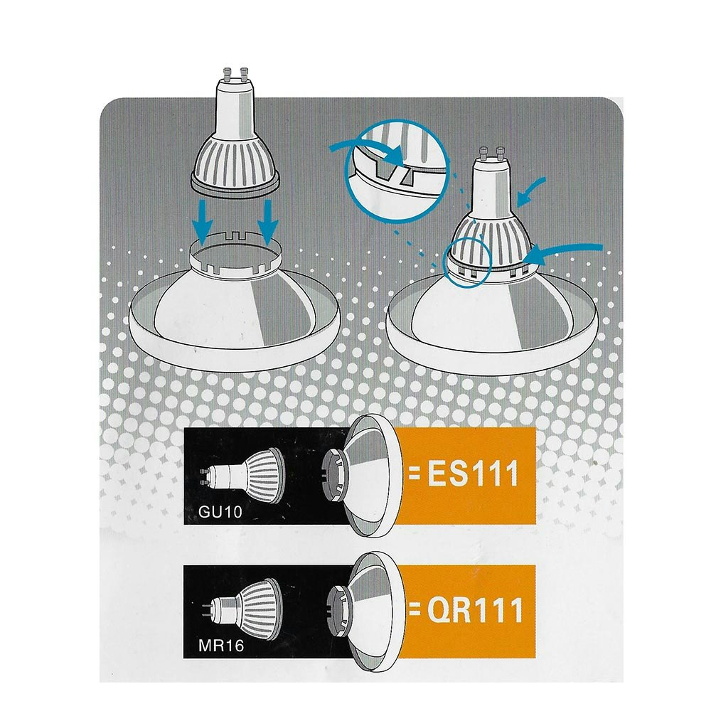 ES111 Reflektor / Adapter für LED GU10 Fassung zoom thumbnail 2