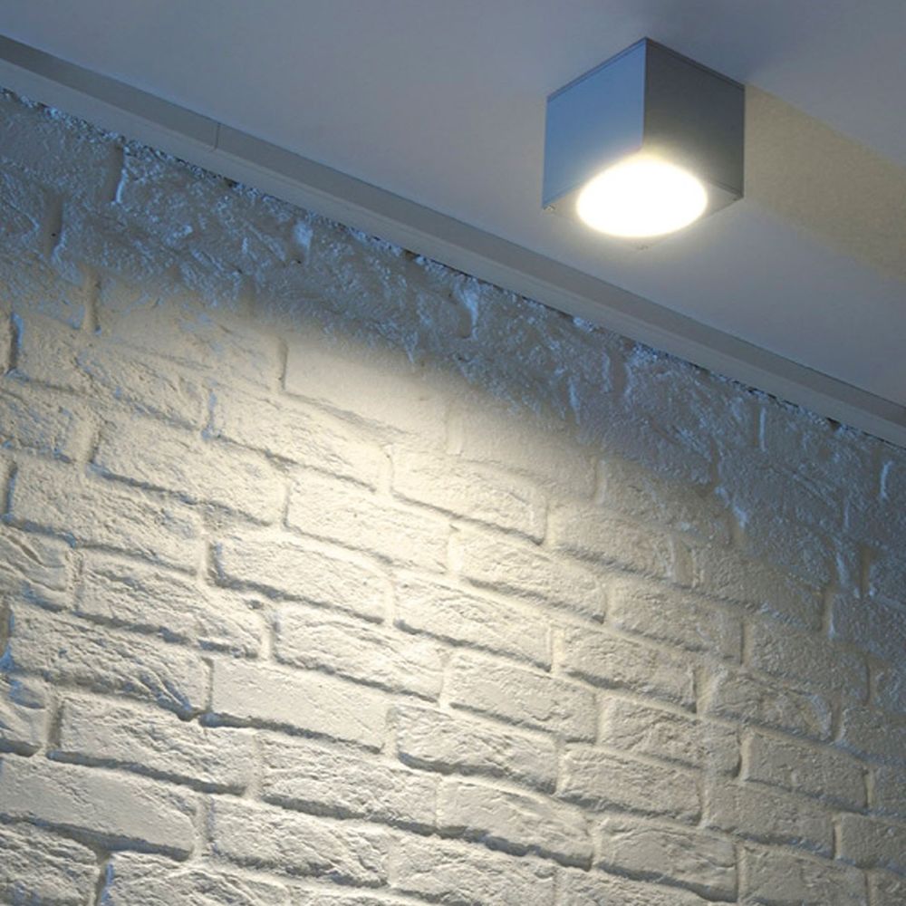 S.Luce SLV Big Theo Wall Out Wandleuchte eckig silbergrau ES111 max. 75W