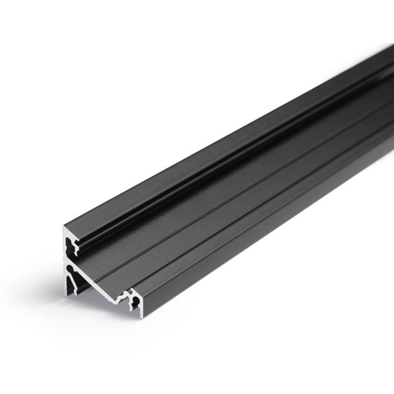 S.Luce Aufbau-Eckprofil 30° 200cm Schwarz ohne Abdeckung für LED-Strips