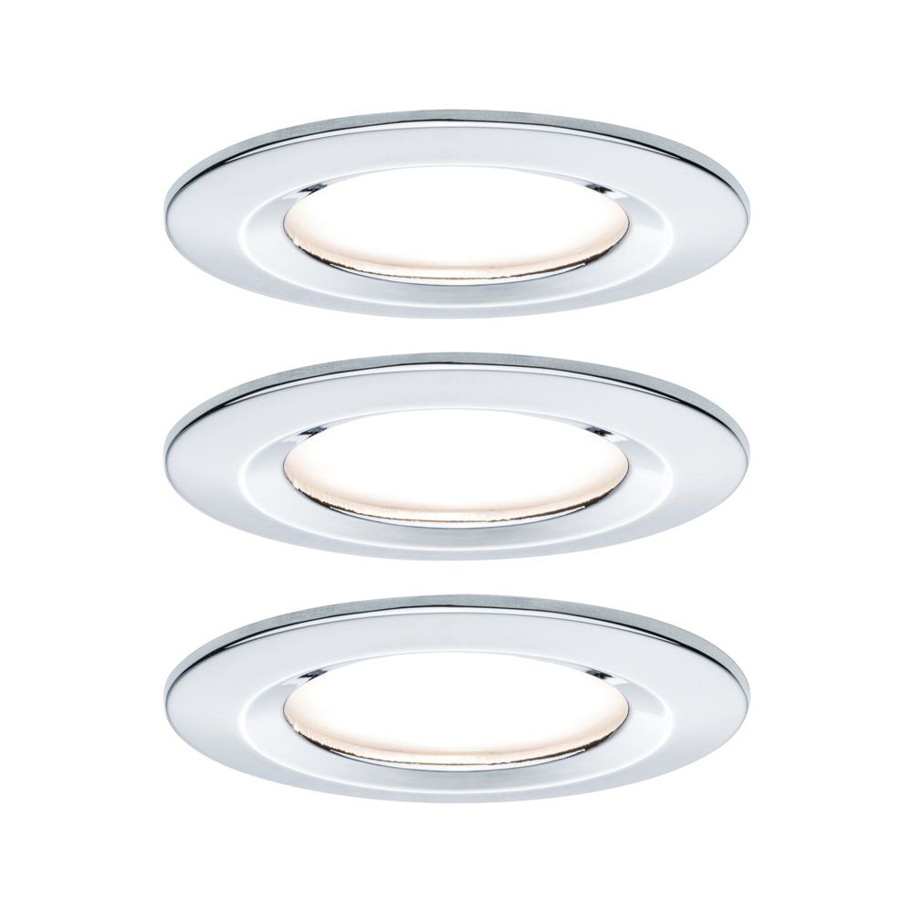 S.Luce 3er-Set Einbauleuchte LED Nova rund 3-Stufen Dimmbar Chrom