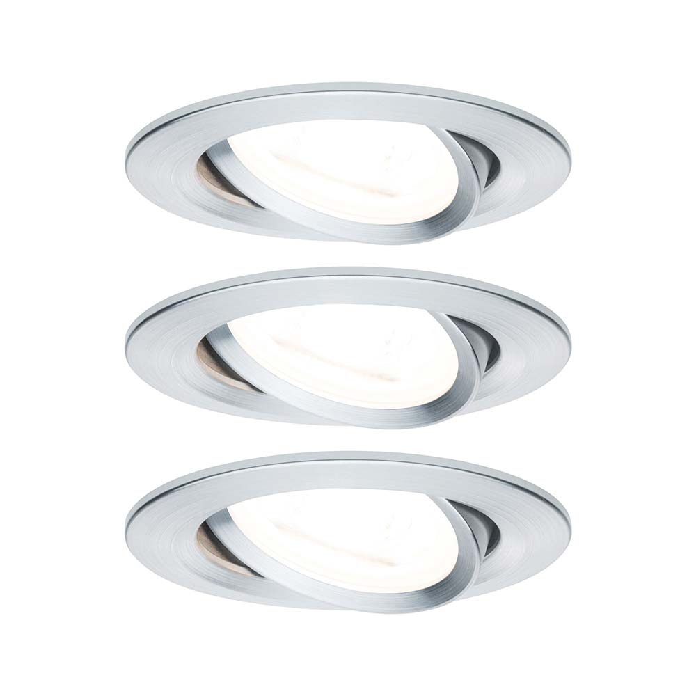 S.Luce Einbauleuchten-Set Nova rund LED 3stepdim 3x6,5W Alu-Gedreht