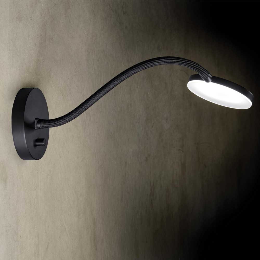 S.Luce LED-Wandleuchte Flex W mit Drehdimmer Schwarz