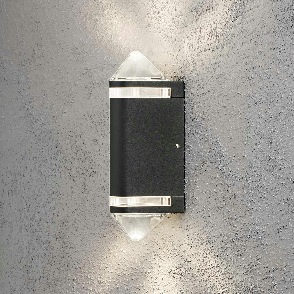 Modena Außen-Wandleuchte mit doppeltem Lichtkegel Schwarz, klares Acrylglas zoom thumbnail 1