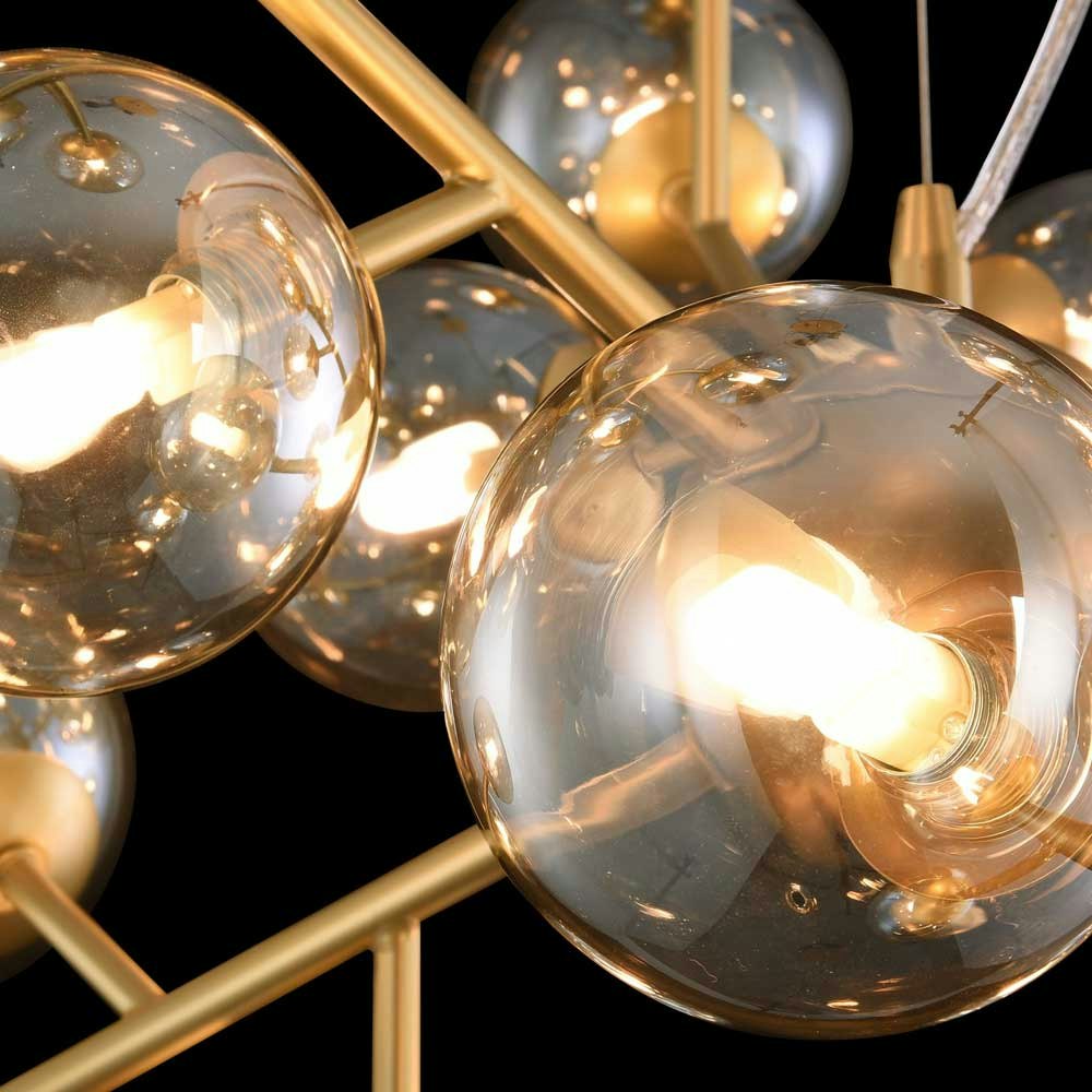 Glamouröse Deckenlampe Glob 75cm Goldfarben 20 x Rauchglas 2