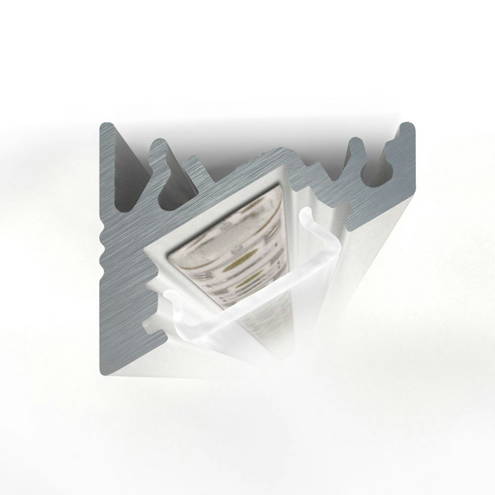 Aufbau-Eckprofil 30° 200cm Weiß ohne Abdeckung für LED-Strips thumbnail 3