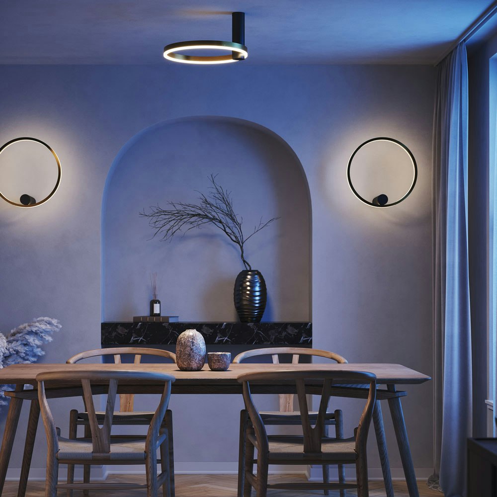s.luce Ring Air LED parete e soffitto luce indiretta rotonda »  Nero/Alluminio
