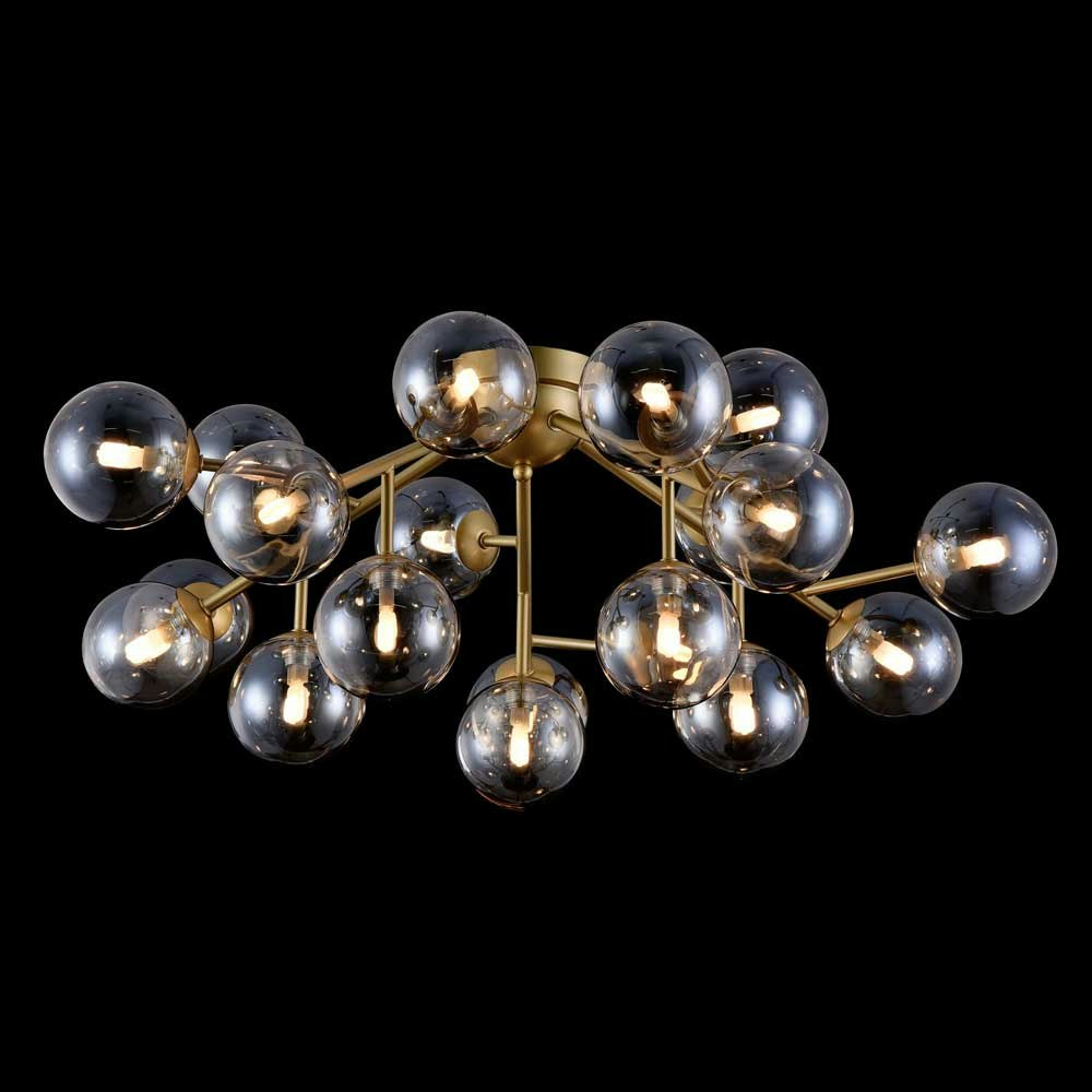 Glamouröse Deckenlampe Glob 75cm Goldfarben 20 x Rauchglas thumbnail 3