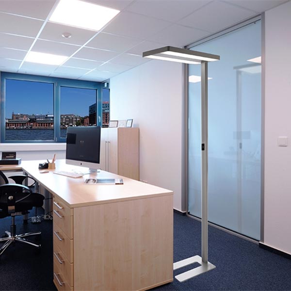 S.Luce LED Büro Stehleuchte Office Pro 8300lm Dimmbar 4000K Silberfarben