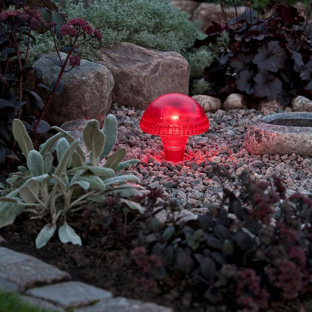 Assisi Pilz Solar LED Leuchte Rot thumbnail 1