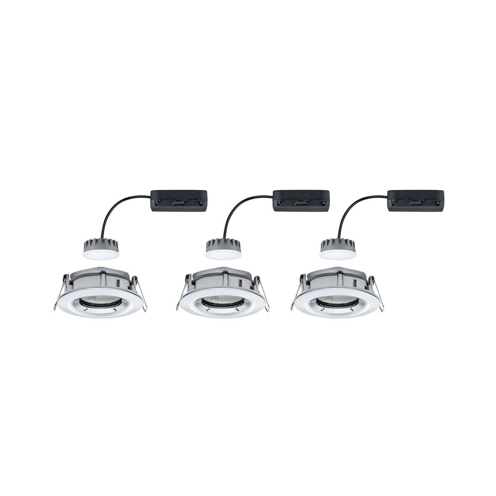 S.Luce 3er-Set LED Einbauleuchte Nova Plus Coin Dimmbar IP65 2700K Chrom