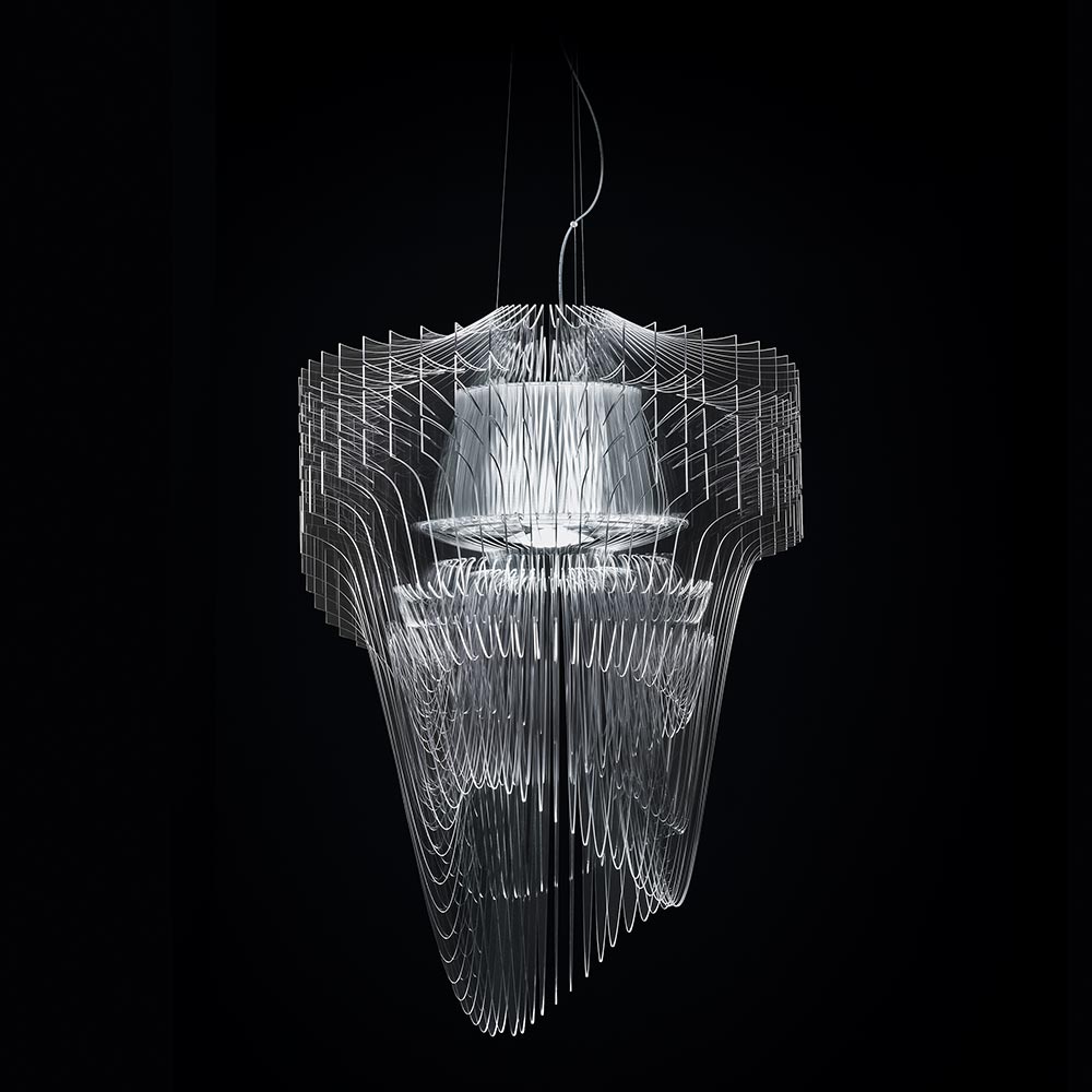 S.Luce Slamp LED Hängelampe Aria Large 7000lm 2700K Transparent