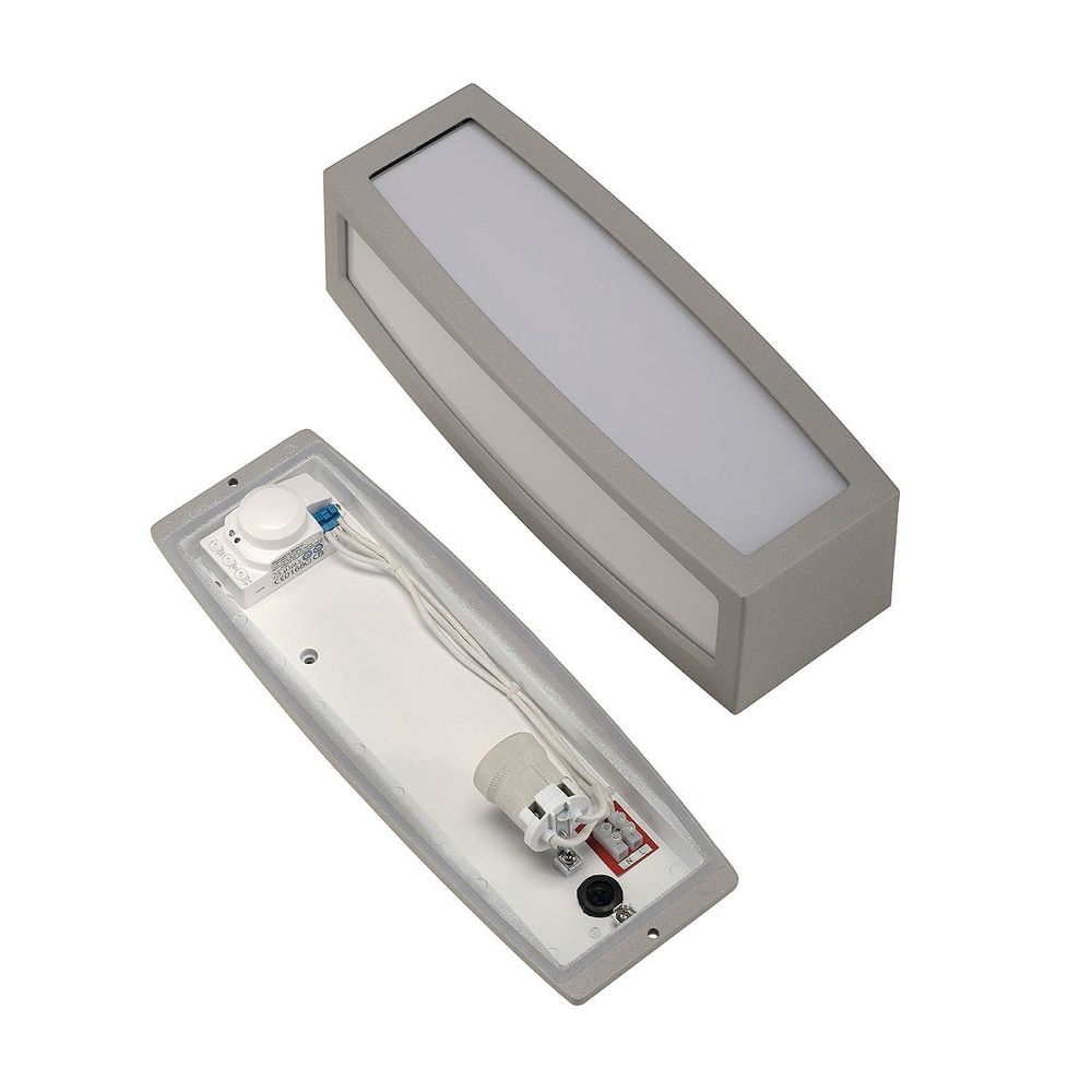 S.Luce SLV Meridian Box Wandleuchte silbergrau E27 max. 20W mit Sensor