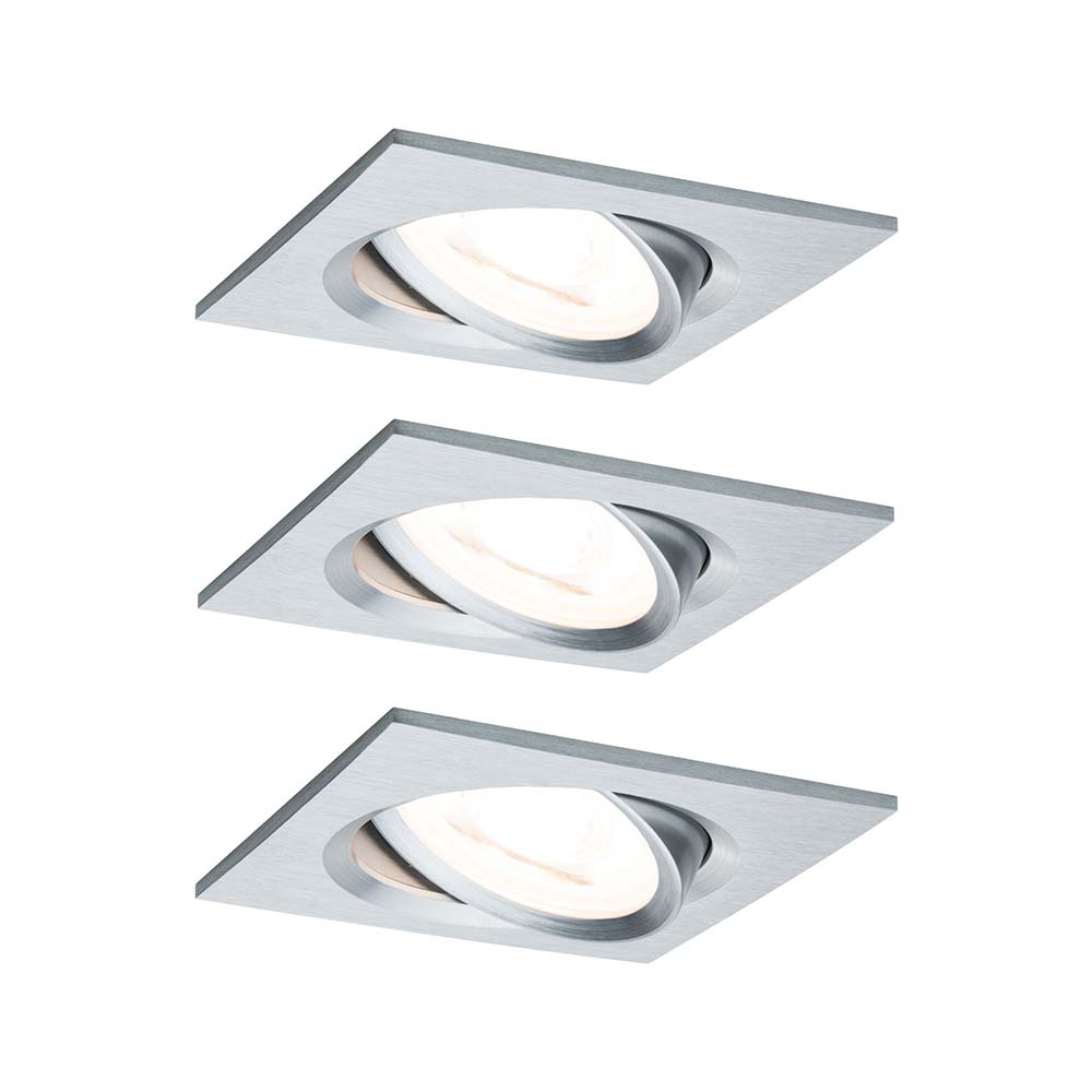 S.Luce Einbauleuchten-Set Nova eckig schwenkbar LED 3x6,5W 2700K GU10