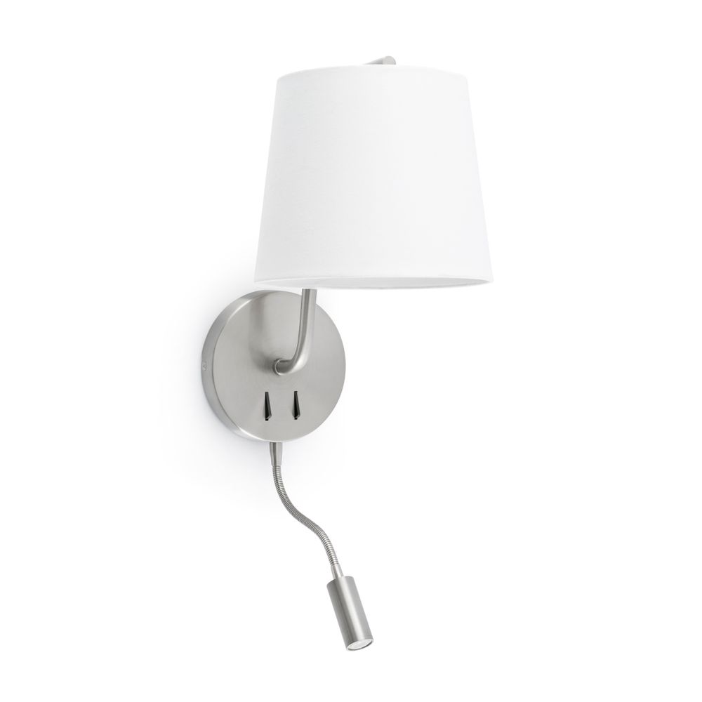 S.Luce Wandleuchte BERNI mit LED-Leselicht Nickel-Satin