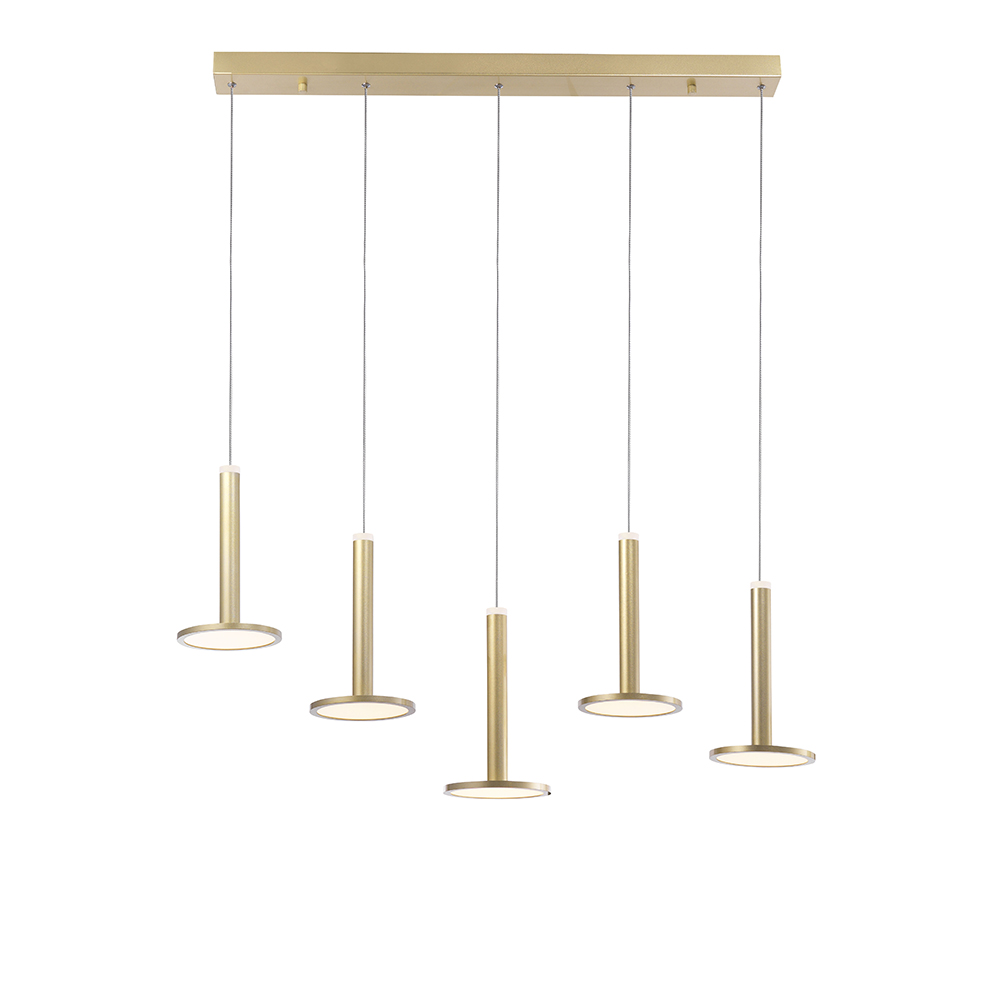 S.Luce Nova Luce Palencia LED Hängelampe 5-flg. Reihung Gold